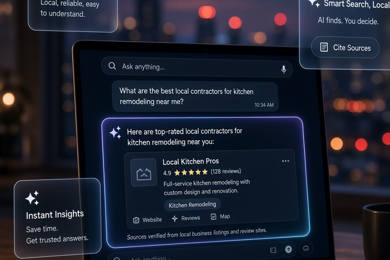 AI search answer citing a local business